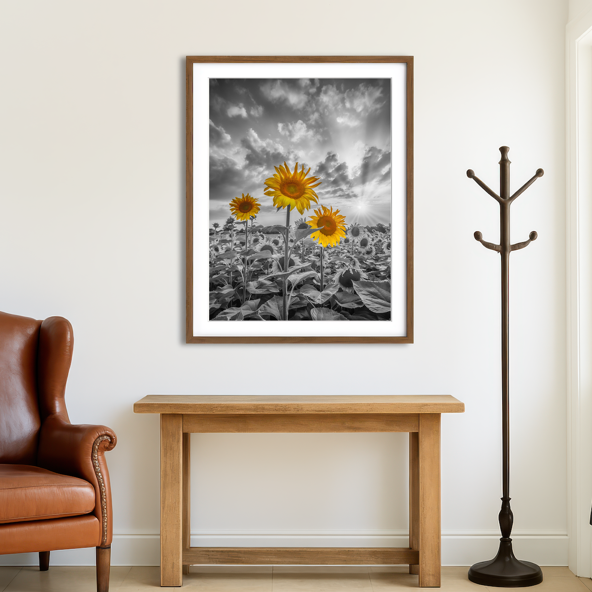 AUTO-MOCKUP ROOM | Sunflowers in Sunset Yellow Color Pop Wall Art
