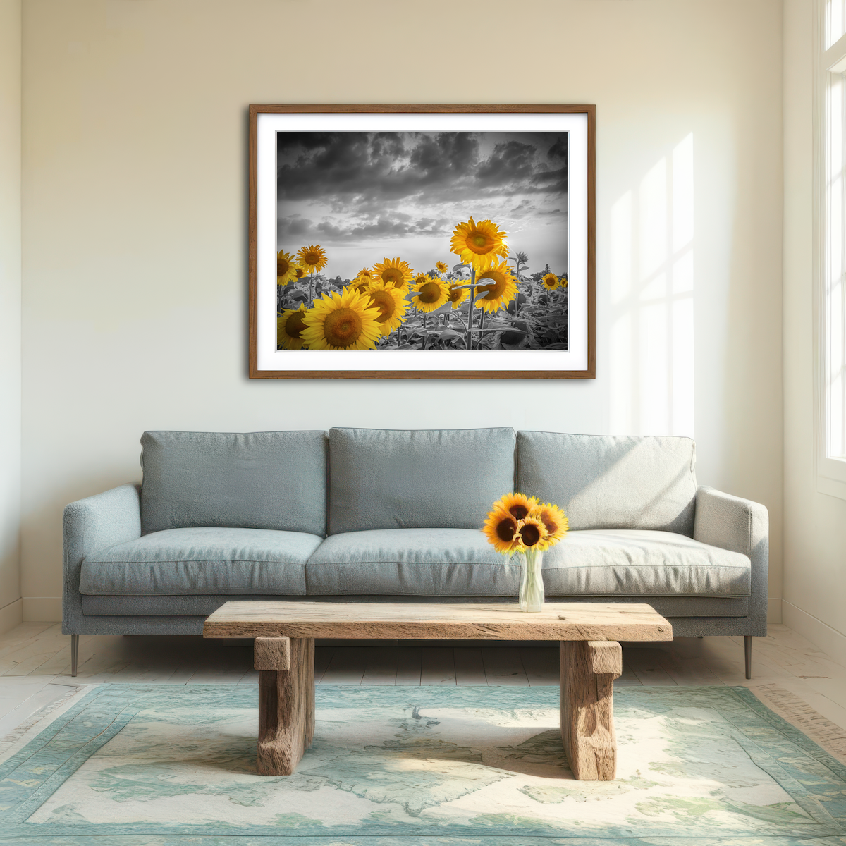 AUTO-MOCKUP ROOM | Sunflowers in the Evening Wall Art