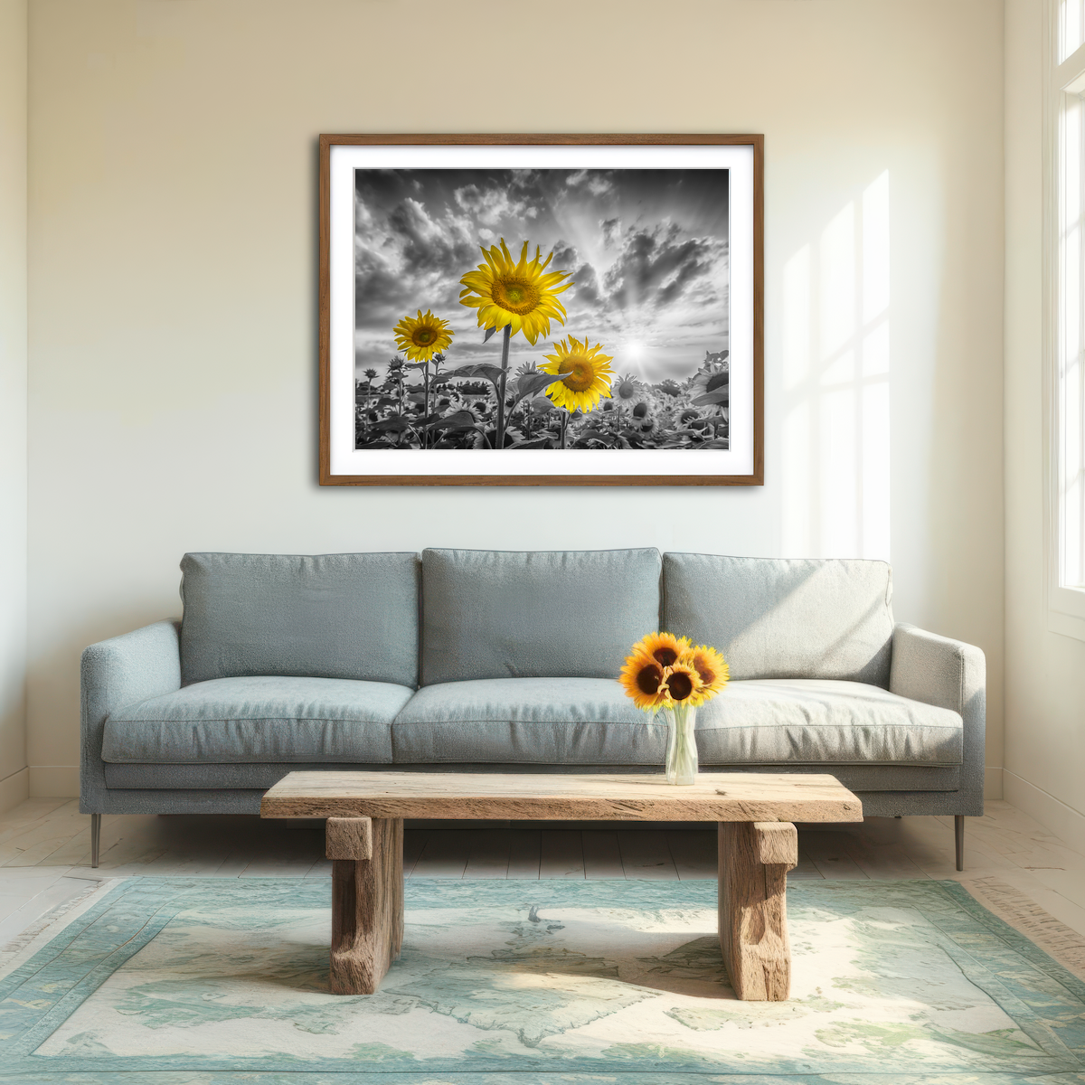 AUTO-MOCKUP ROOM | Sunflowers Yellow Color Pop Wall Art