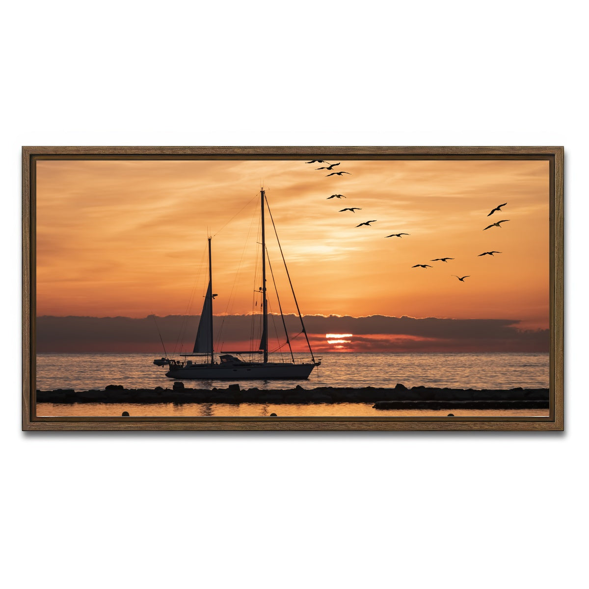 AUTO-MOCKUP WHITE | Sunrise On The Riviera | 1 Piece | Walnut Framed Canvas | group=2x1