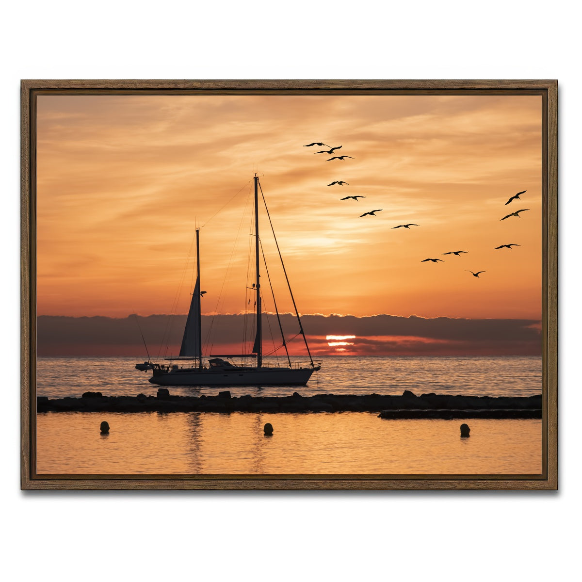 AUTO-MOCKUP WHITE | Sunrise On The Riviera | 1 Piece | Walnut Framed Canvas | group=4x3