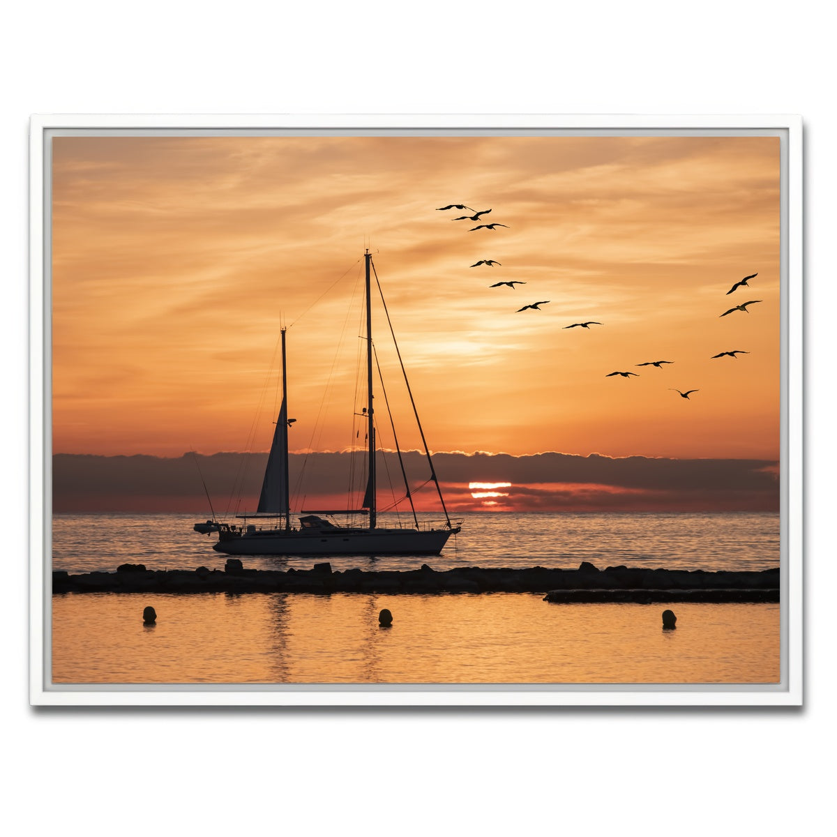 AUTO-MOCKUP WHITE | Sunrise On The Riviera | 1 Piece | White Framed Canvas | group=4x3