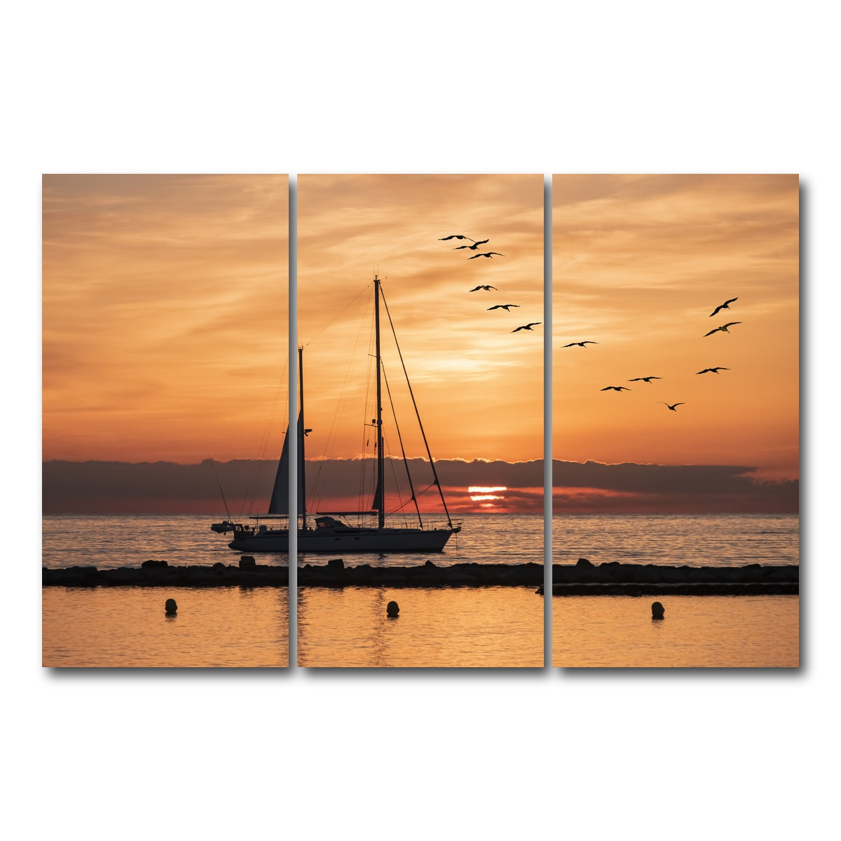 AUTO-MOCKUP WHITE | Sunrise On The Riviera | 3 Piece | Gallery Wrap Canvas | group=12x24