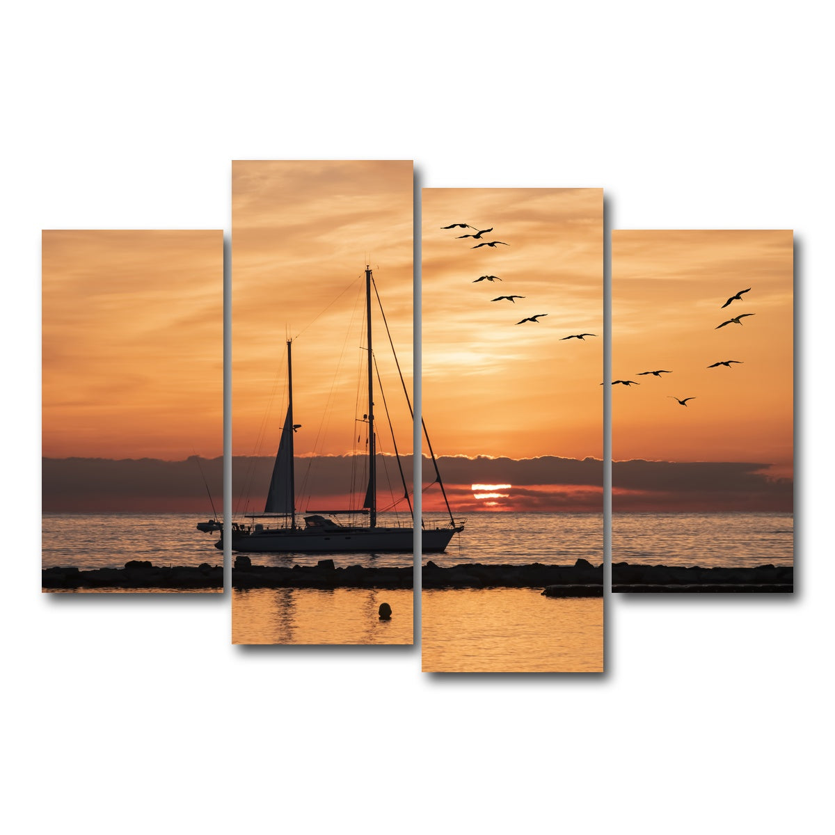 AUTO-MOCKUP WHITE | Sunrise On The Riviera | 4 Piece | Gallery Wrap Canvas | group=4_short