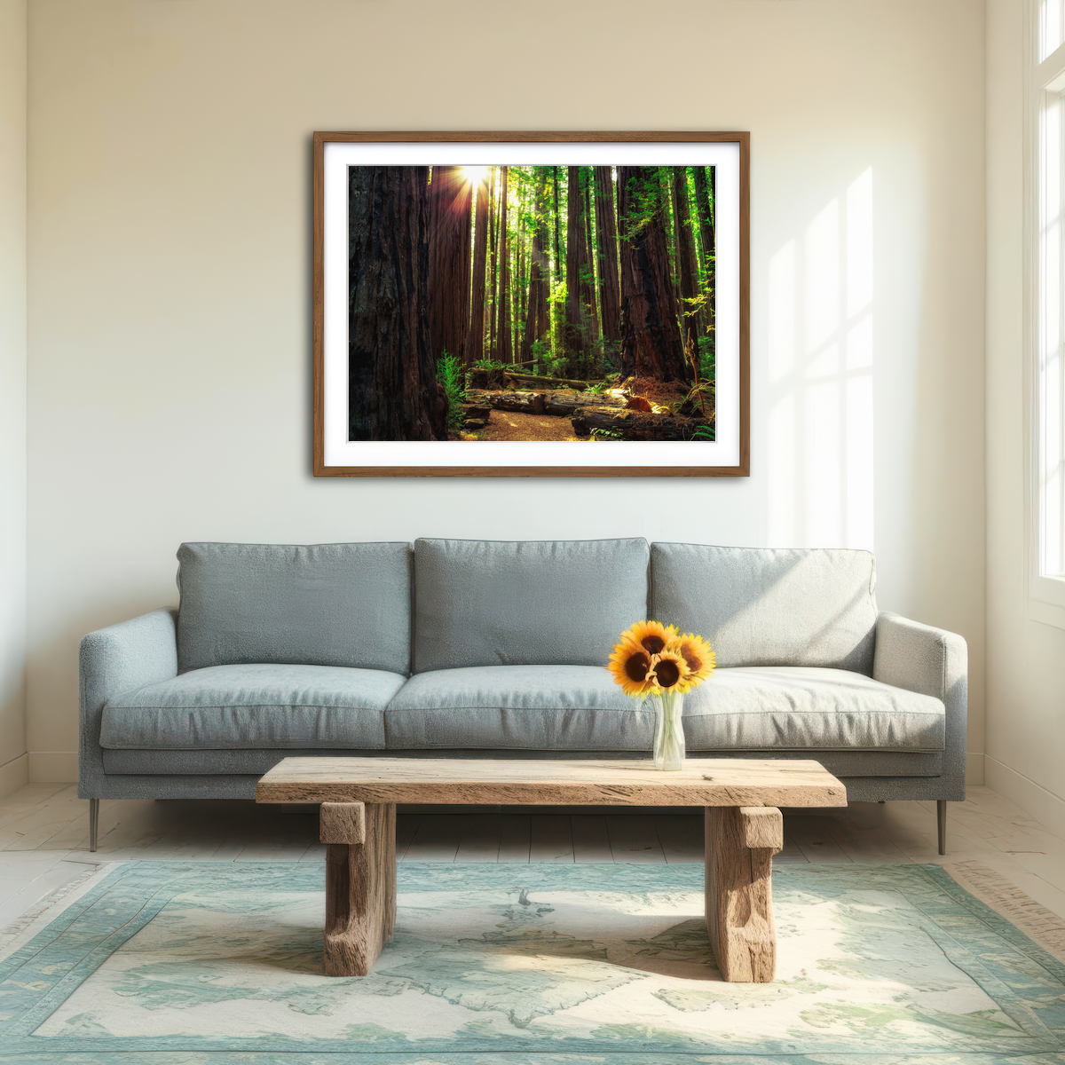 AUTO-MOCKUP ROOM | Sunrise in the Redwoods Wall Art