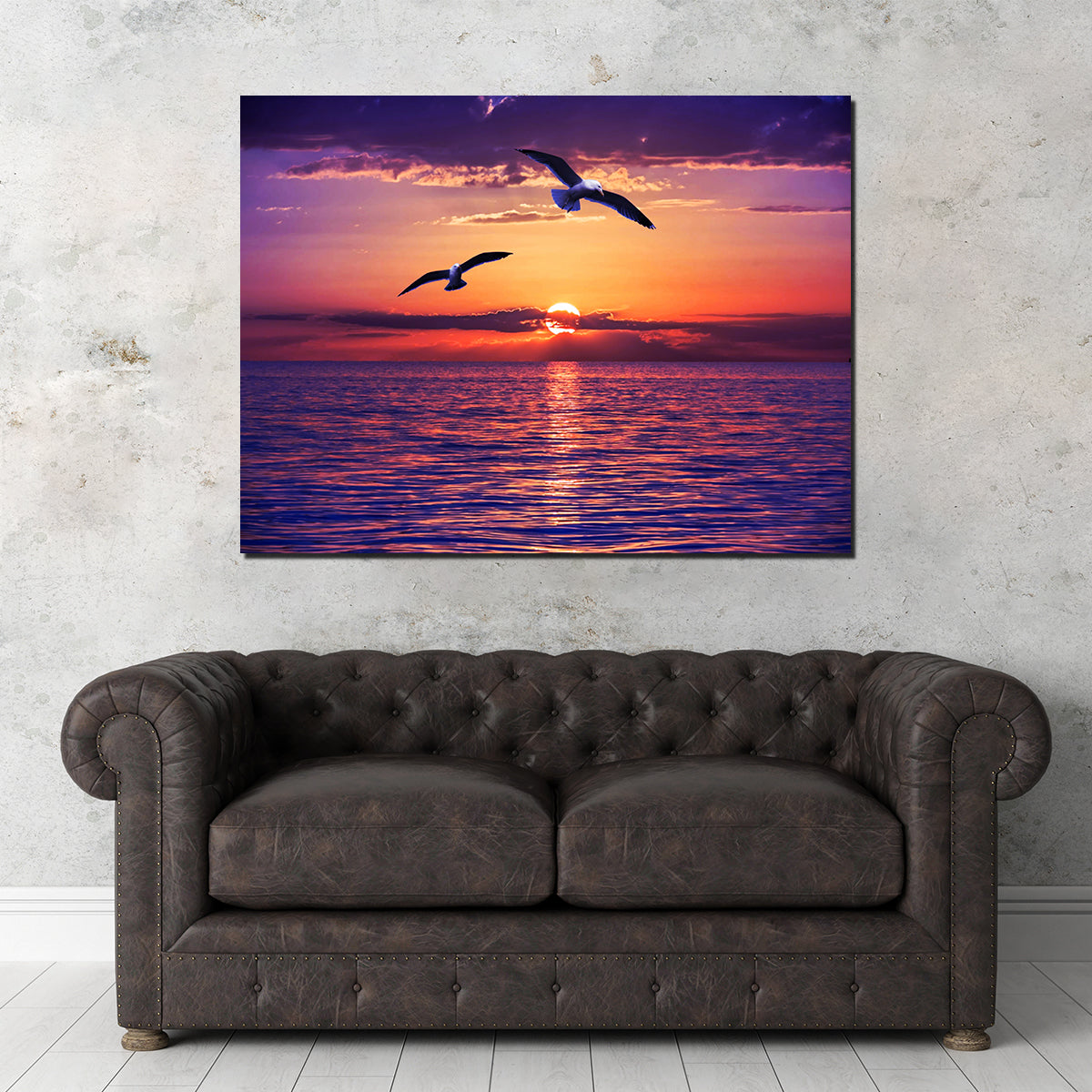 Sunset Seagulls Wall Art