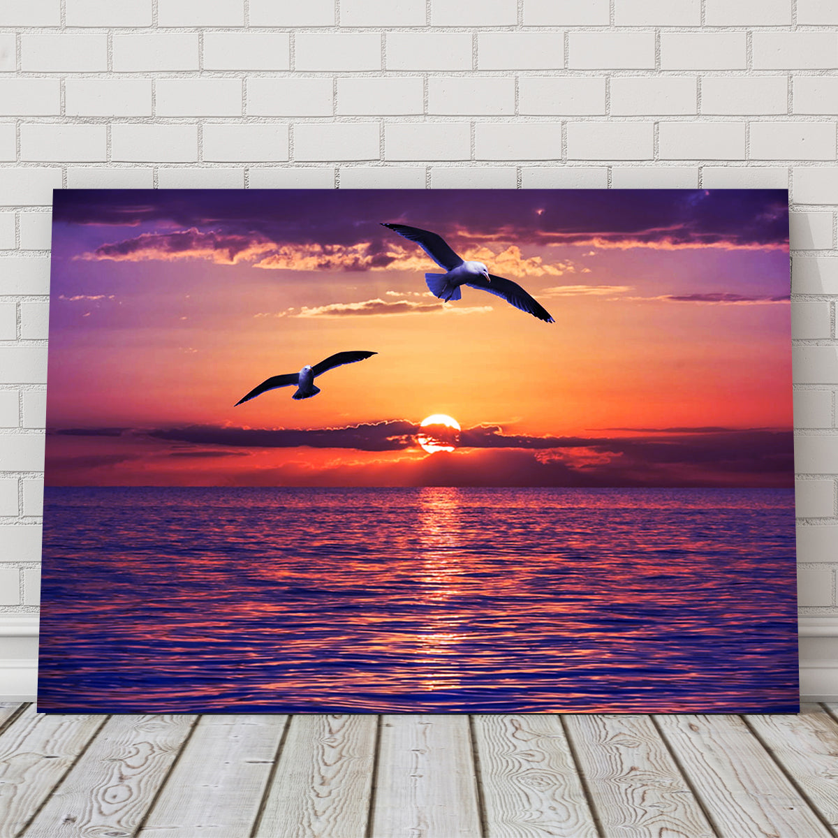Sunset Seagulls Wall Art