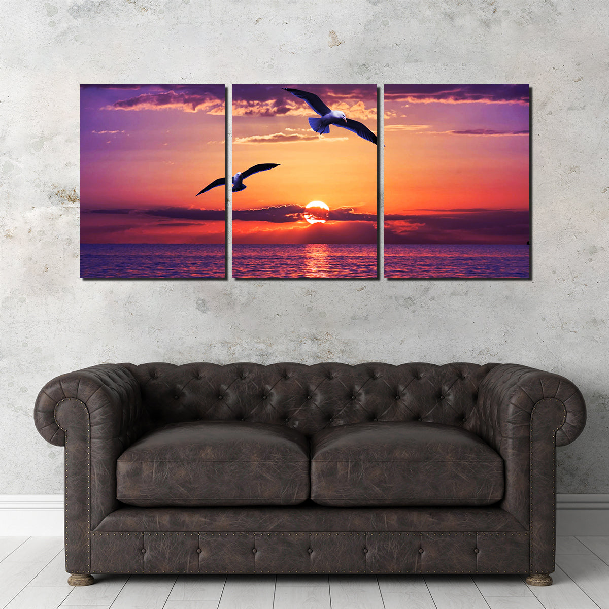 Sunset Seagulls Wall Art