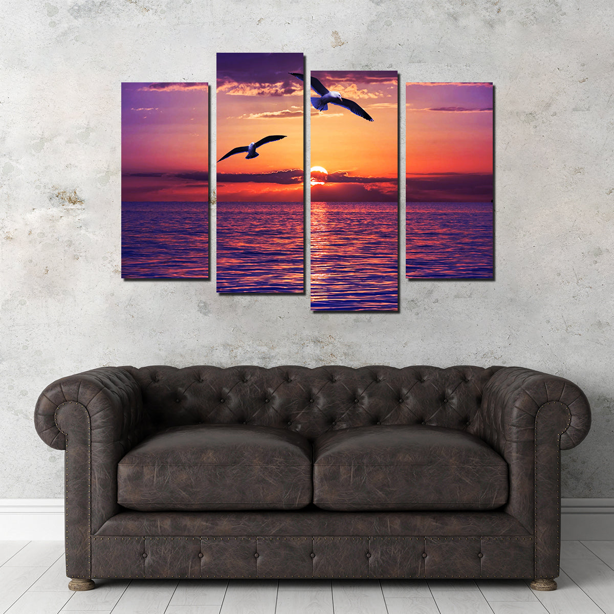 Sunset Seagulls Wall Art