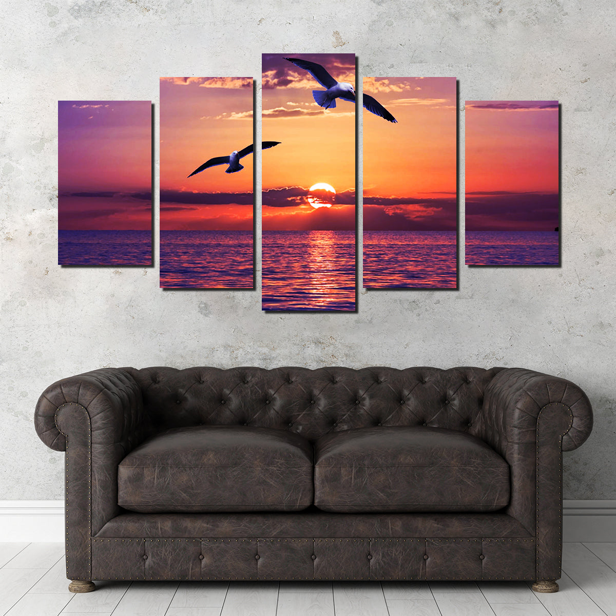 Sunset Seagulls Wall Art