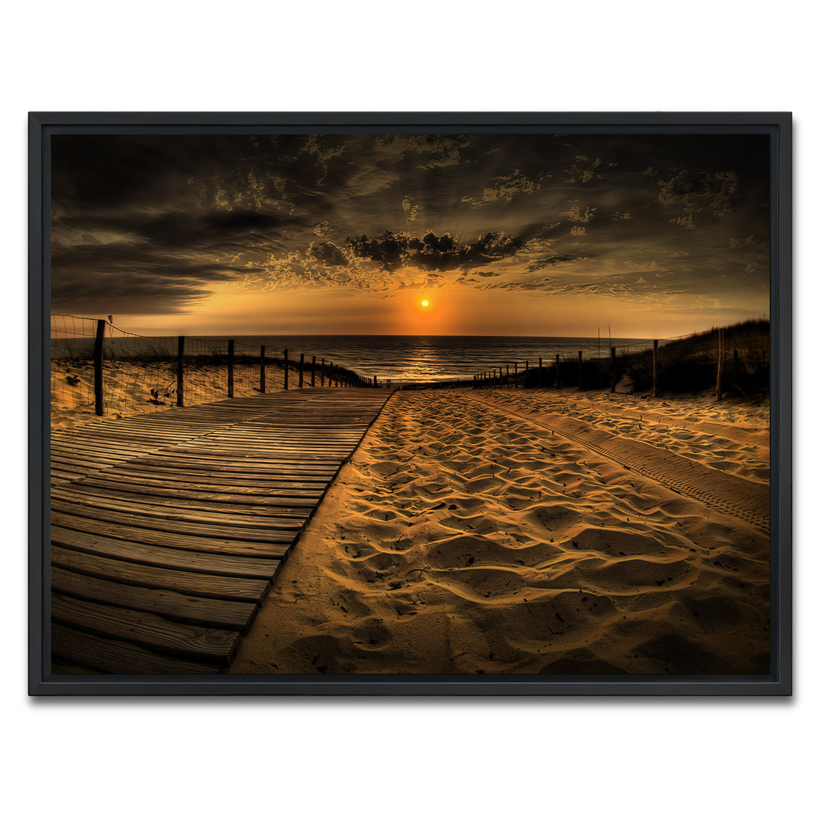 AUTO-MOCKUP WHITE | Sunset Beach | 1 Piece | Black Frame | group=4x3