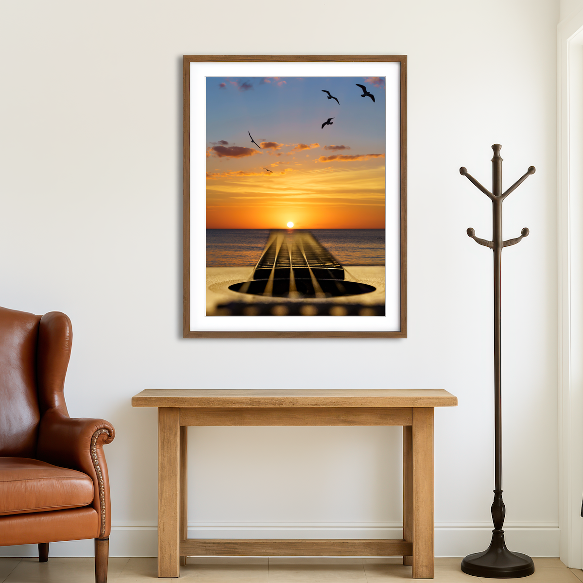 AUTO-MOCKUP ROOM | Sunset Guitar Song Wall Art