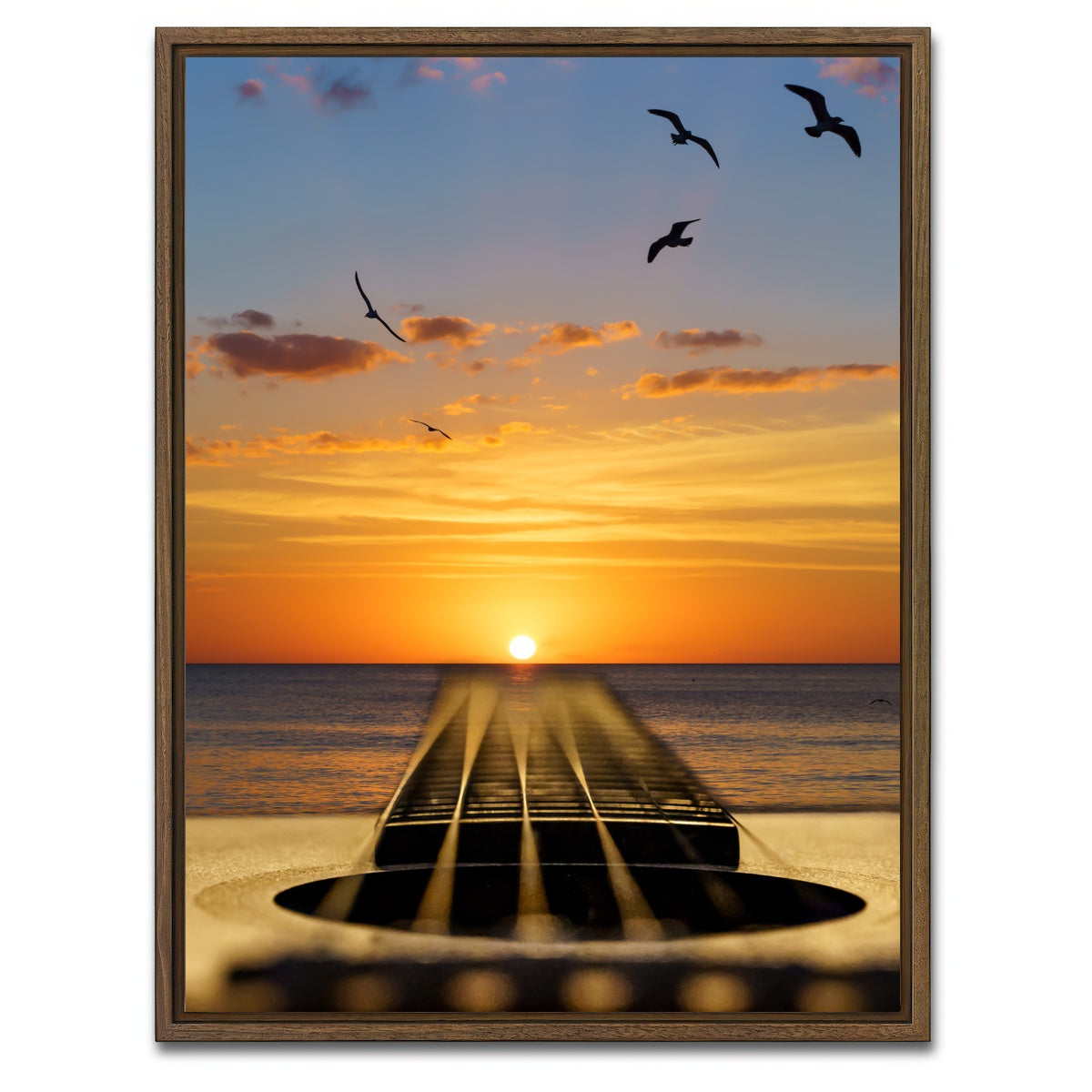 AUTO-MOCKUP WHITE | Sunset Guitar Song | 1 Piece | Walnut Framed Canvas | group=3x4