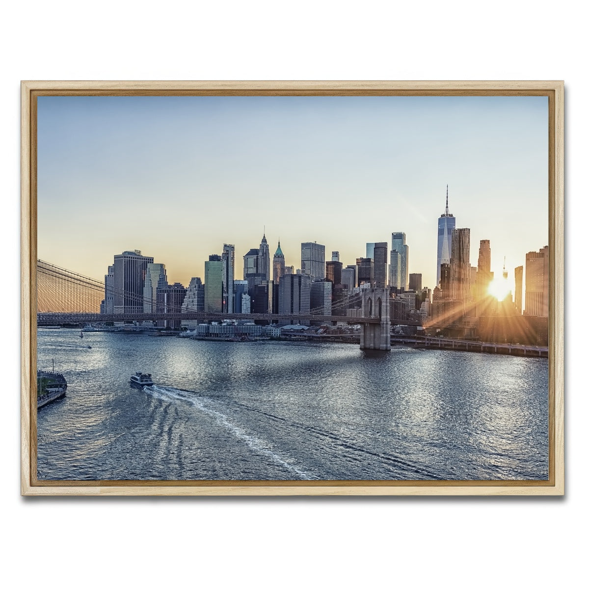AUTO-MOCKUP WHITE | Sunset In New York | 1 Piece | Natural Framed Canvas | group=4x3