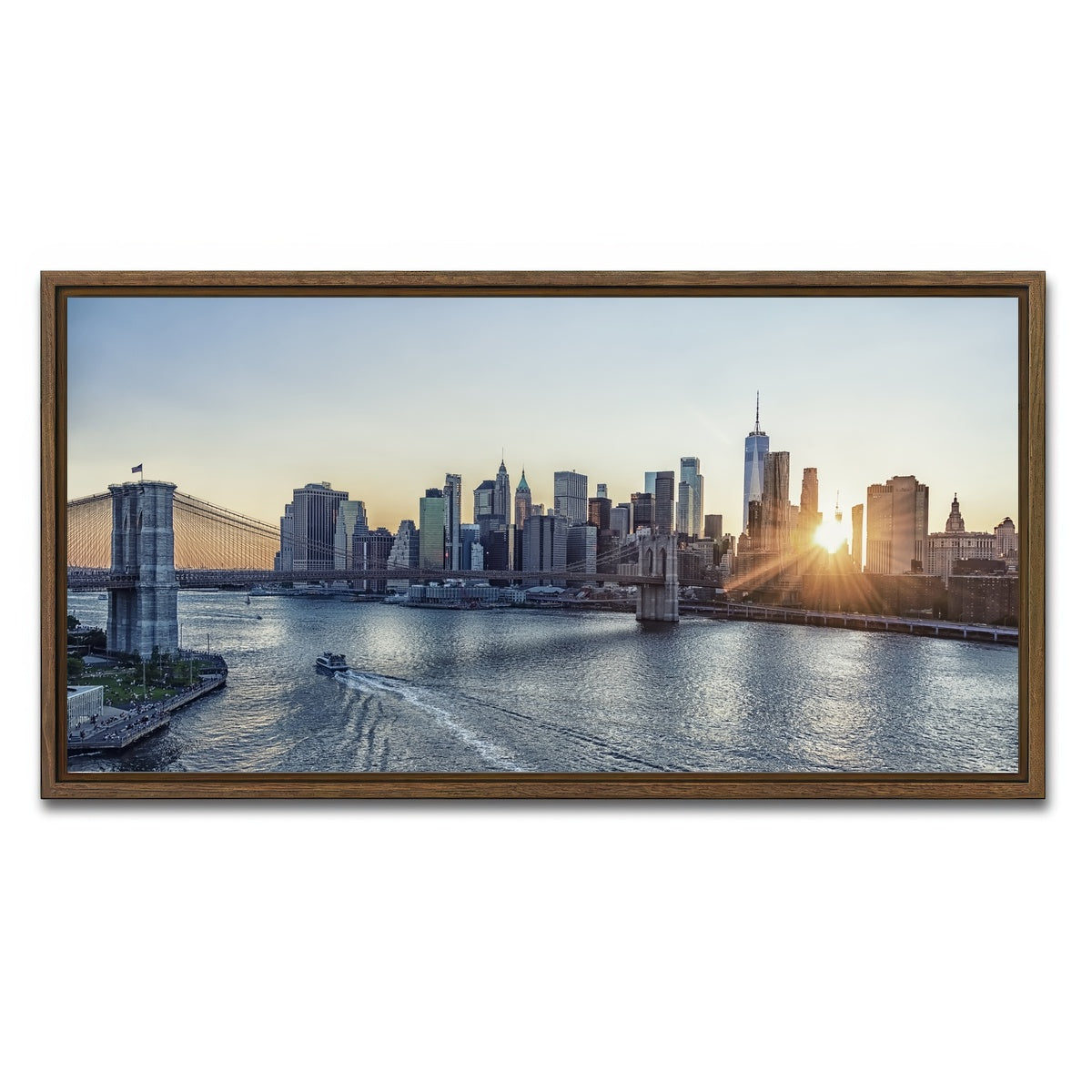 AUTO-MOCKUP WHITE | Sunset In New York | 1 Piece | Walnut Framed Canvas | group=2x1