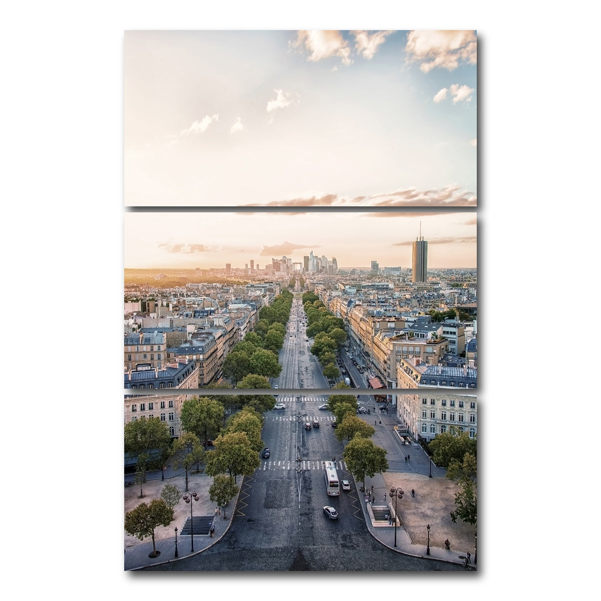 AUTO-MOCKUP WHITE | Sunset In Paris | 3 Piece | Gallery Wrap Canvas | group=12x24_stacked