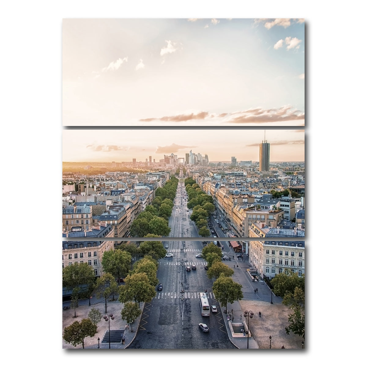 AUTO-MOCKUP WHITE | Sunset In Paris | 3 Piece | Gallery Wrap Canvas | group=8x18_stacked