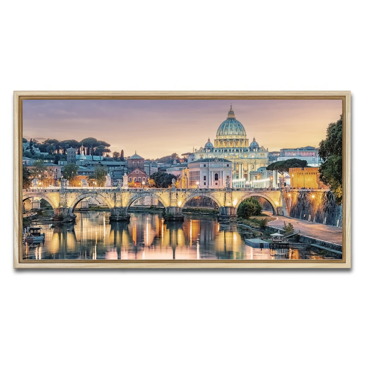 AUTO-MOCKUP WHITE | Sunset In Rome | 1 Piece | Natural Framed Canvas | group=2x1