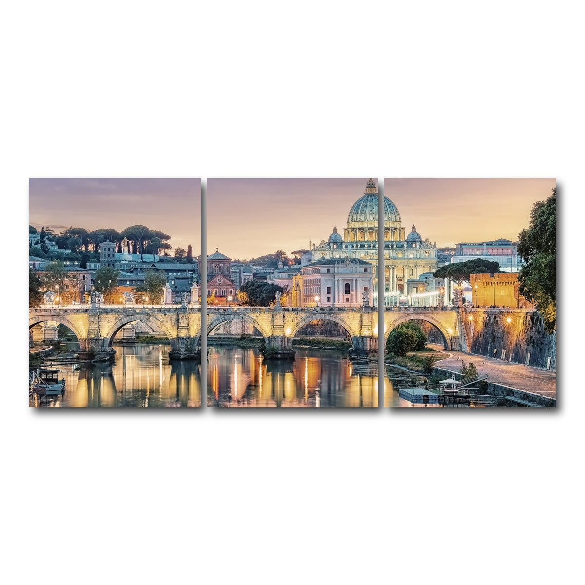 AUTO-MOCKUP WHITE | Sunset In Rome | 3 Piece | Gallery Wrap Canvas | group=18x24