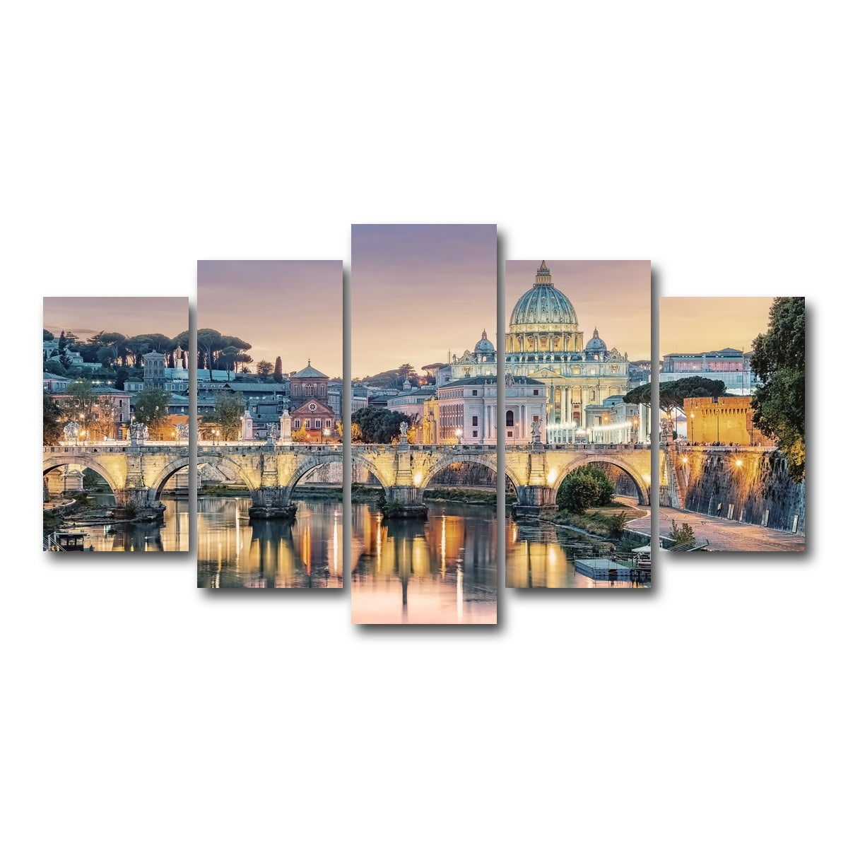 AUTO-MOCKUP WHITE | Sunset In Rome | 5 Piece | Gallery Wrap Canvas | group=5_normal