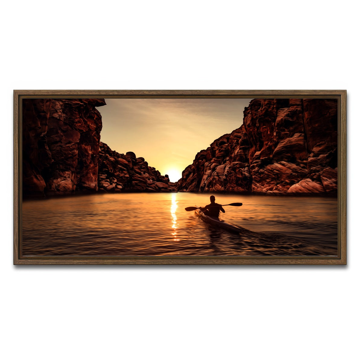 AUTO-MOCKUP WHITE | Sunset Kayak | 1 Piece | Walnut Framed Canvas | group=2x1