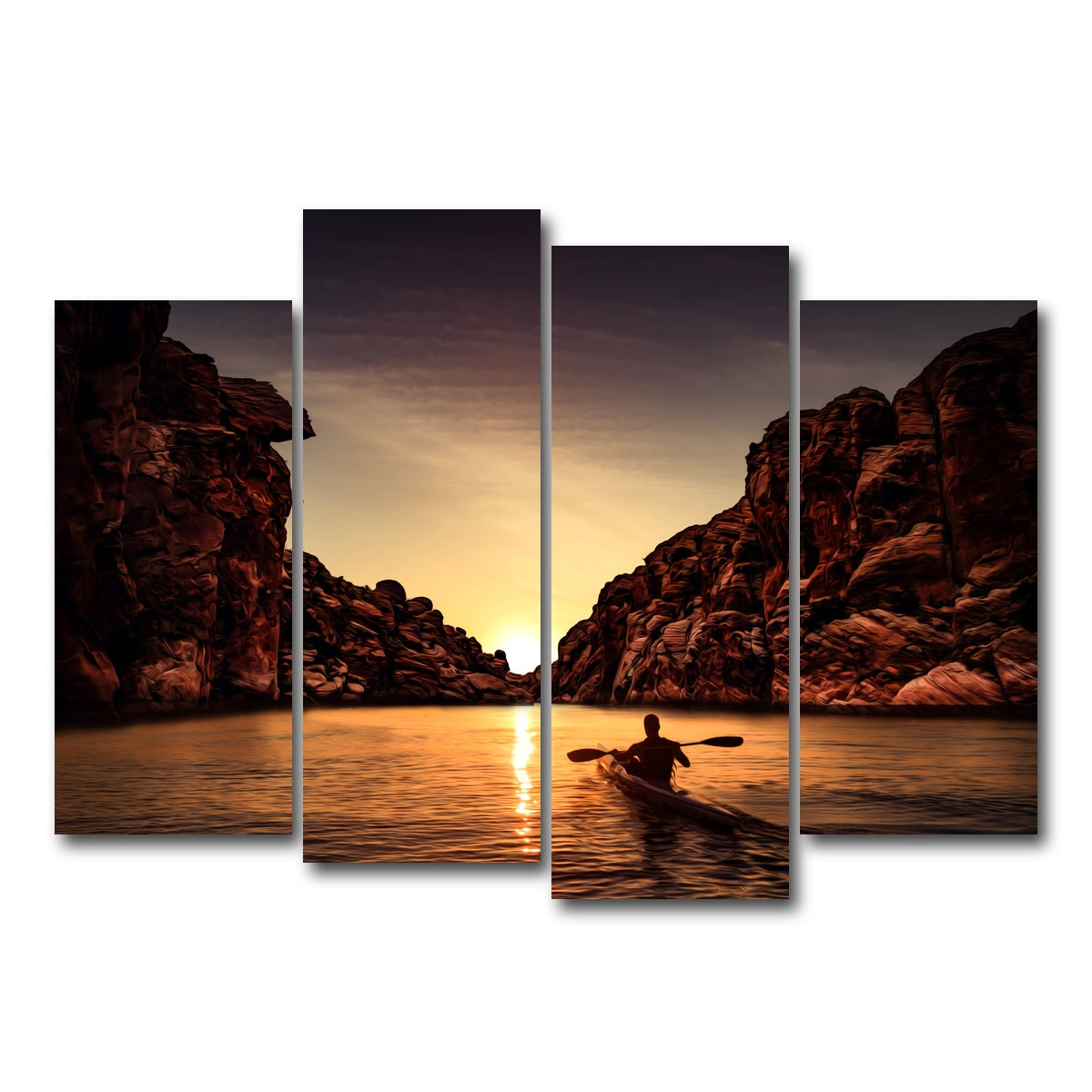 AUTO-MOCKUP WHITE | Sunset Kayak | 4 Piece | Gallery Wrap Canvas | group=4_normal