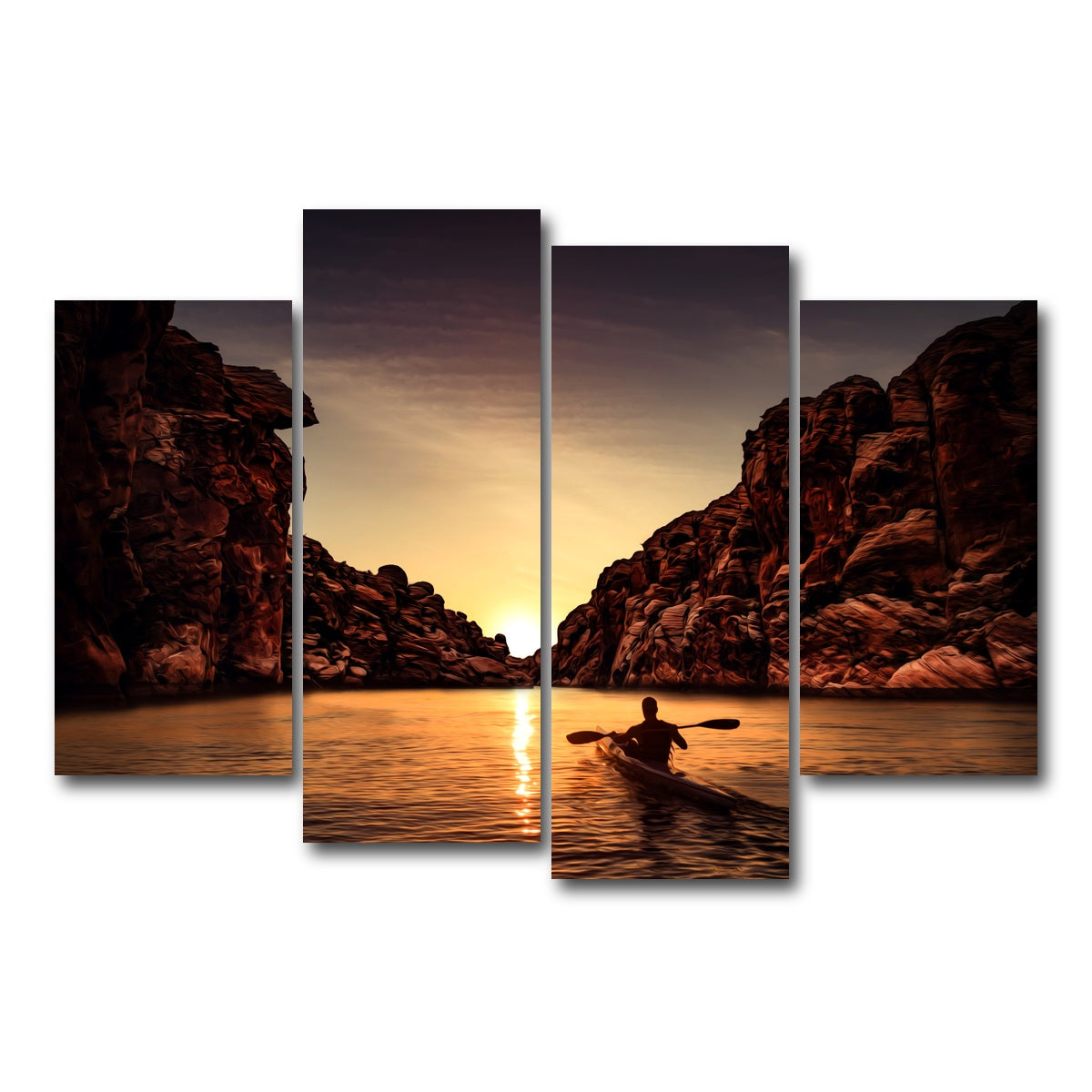 AUTO-MOCKUP WHITE | Sunset Kayak | 4 Piece | Gallery Wrap Canvas | group=4_short