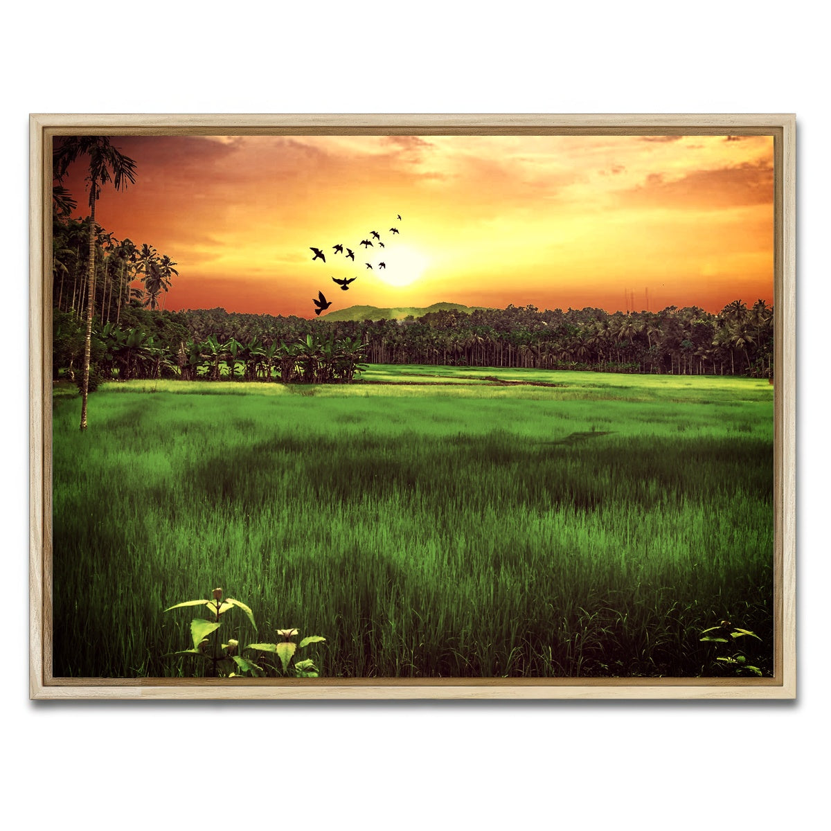 AUTO-MOCKUP WHITE | Sunset Landscape | 1 Piece | Natural Framed Canvas | group=4x3