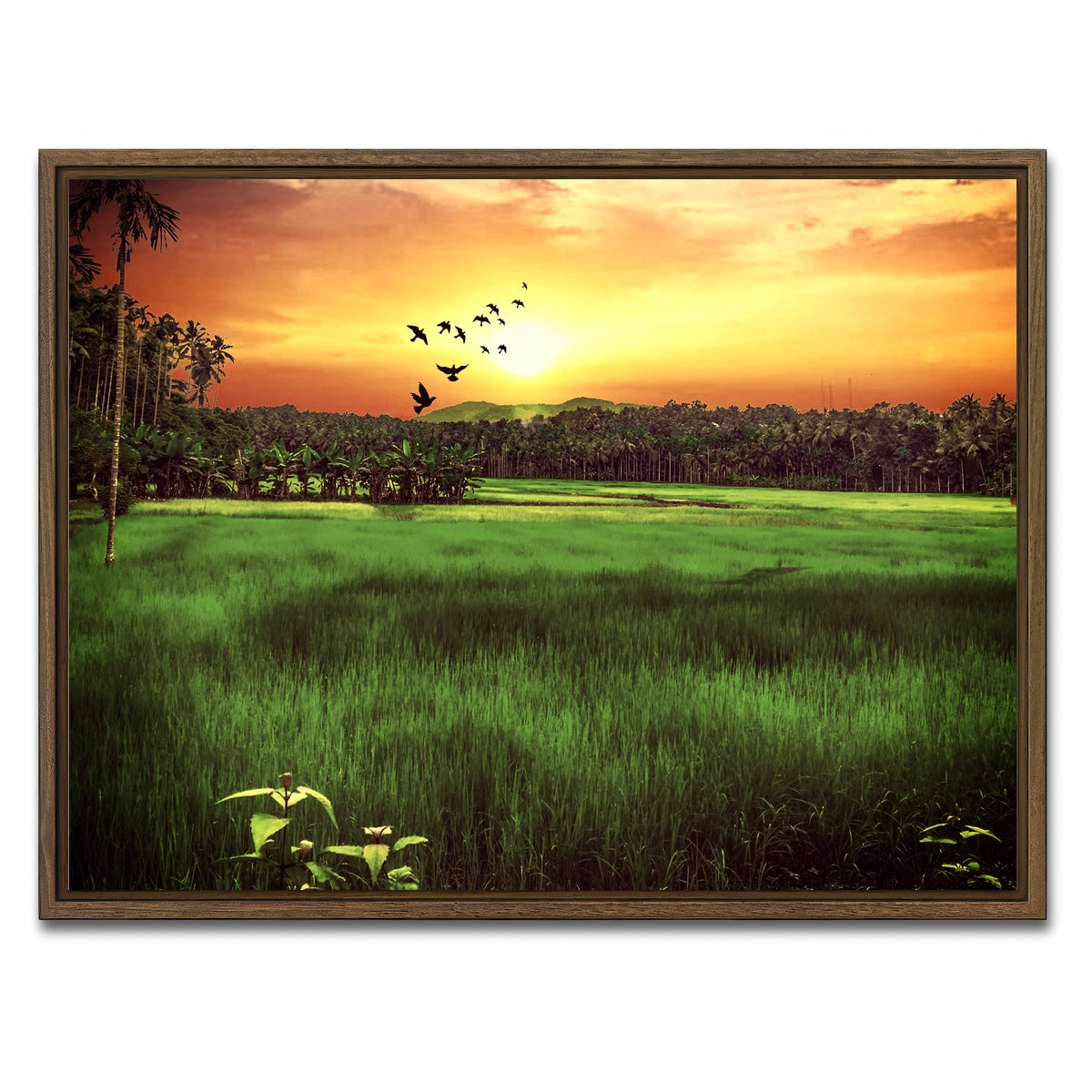 AUTO-MOCKUP WHITE | Sunset Landscape | 1 Piece | Walnut Framed Canvas | group=4x3