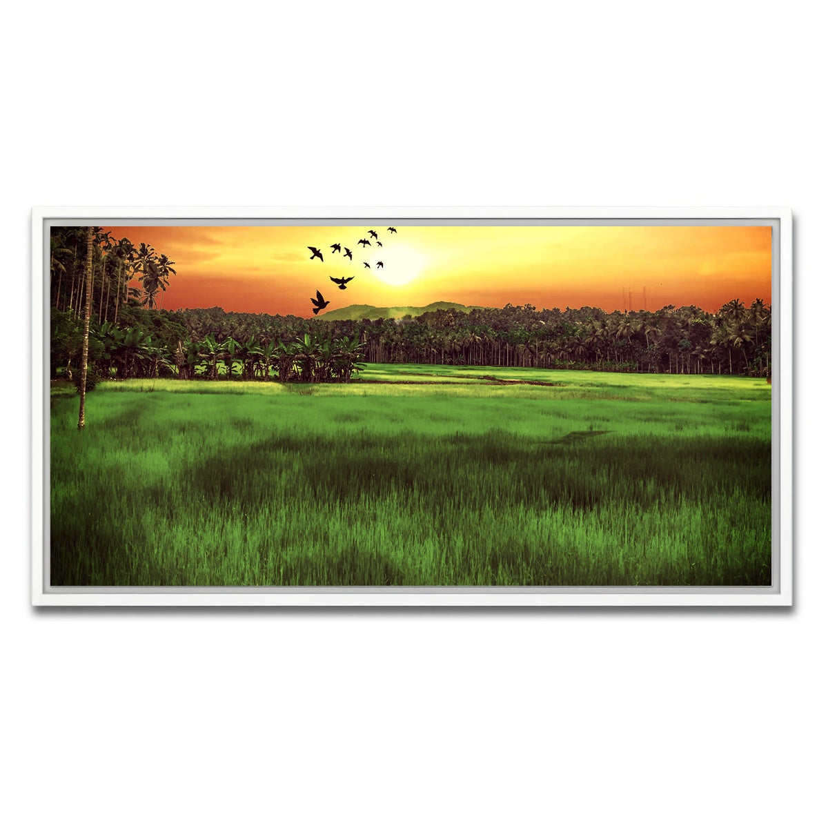 AUTO-MOCKUP WHITE | Sunset Landscape | 1 Piece | White Framed Canvas | group=2x1