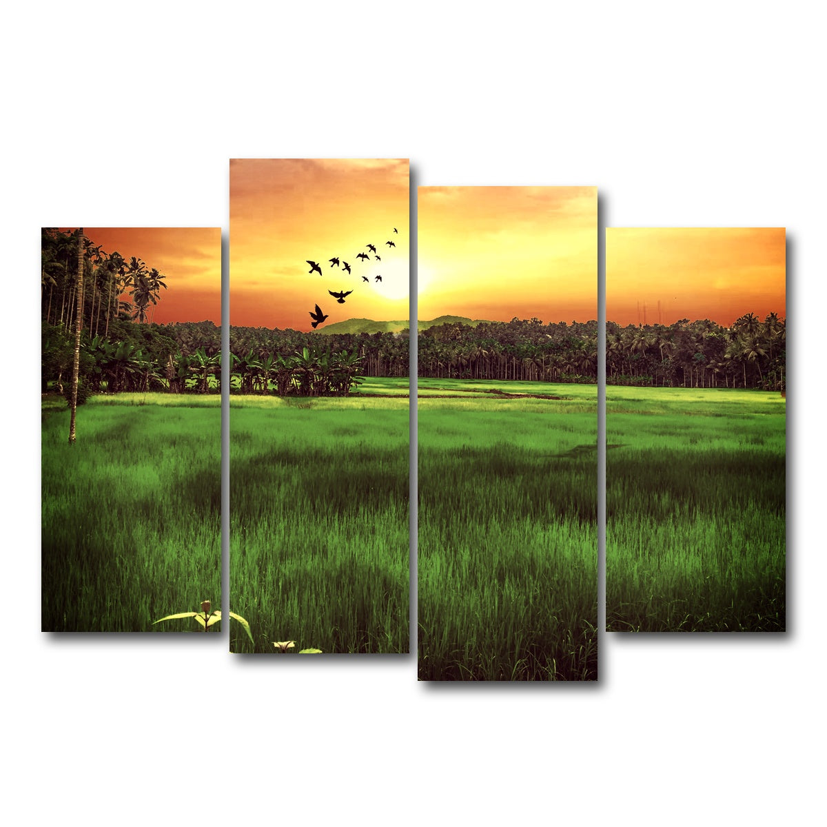 AUTO-MOCKUP WHITE | Sunset Landscape | 4 Piece | Gallery Wrap Canvas | group=4_normal