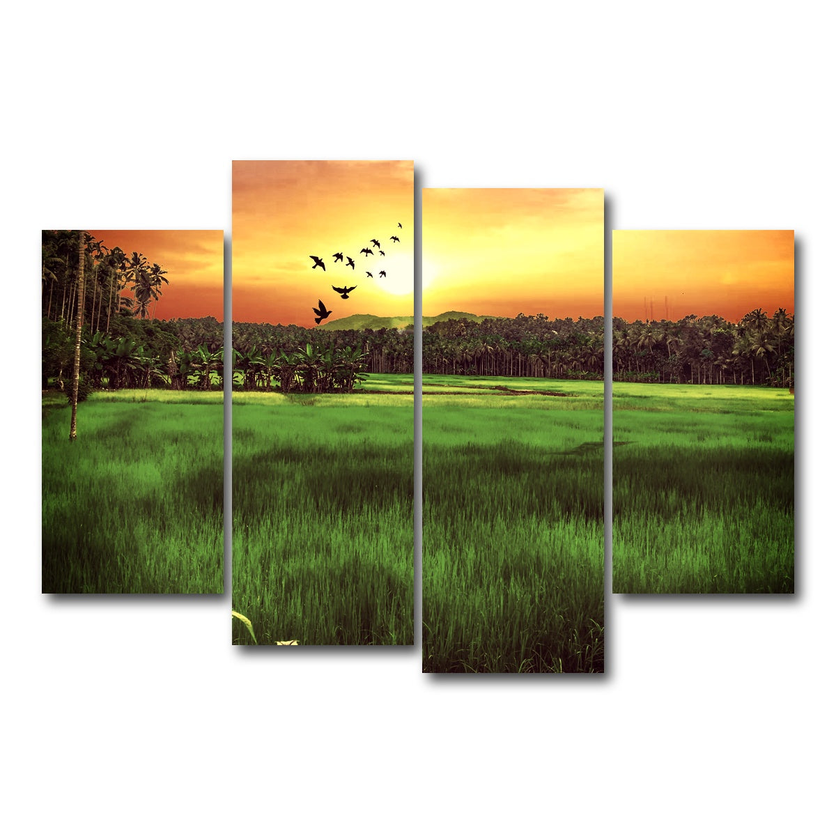 AUTO-MOCKUP WHITE | Sunset Landscape | 4 Piece | Gallery Wrap Canvas | group=4_short