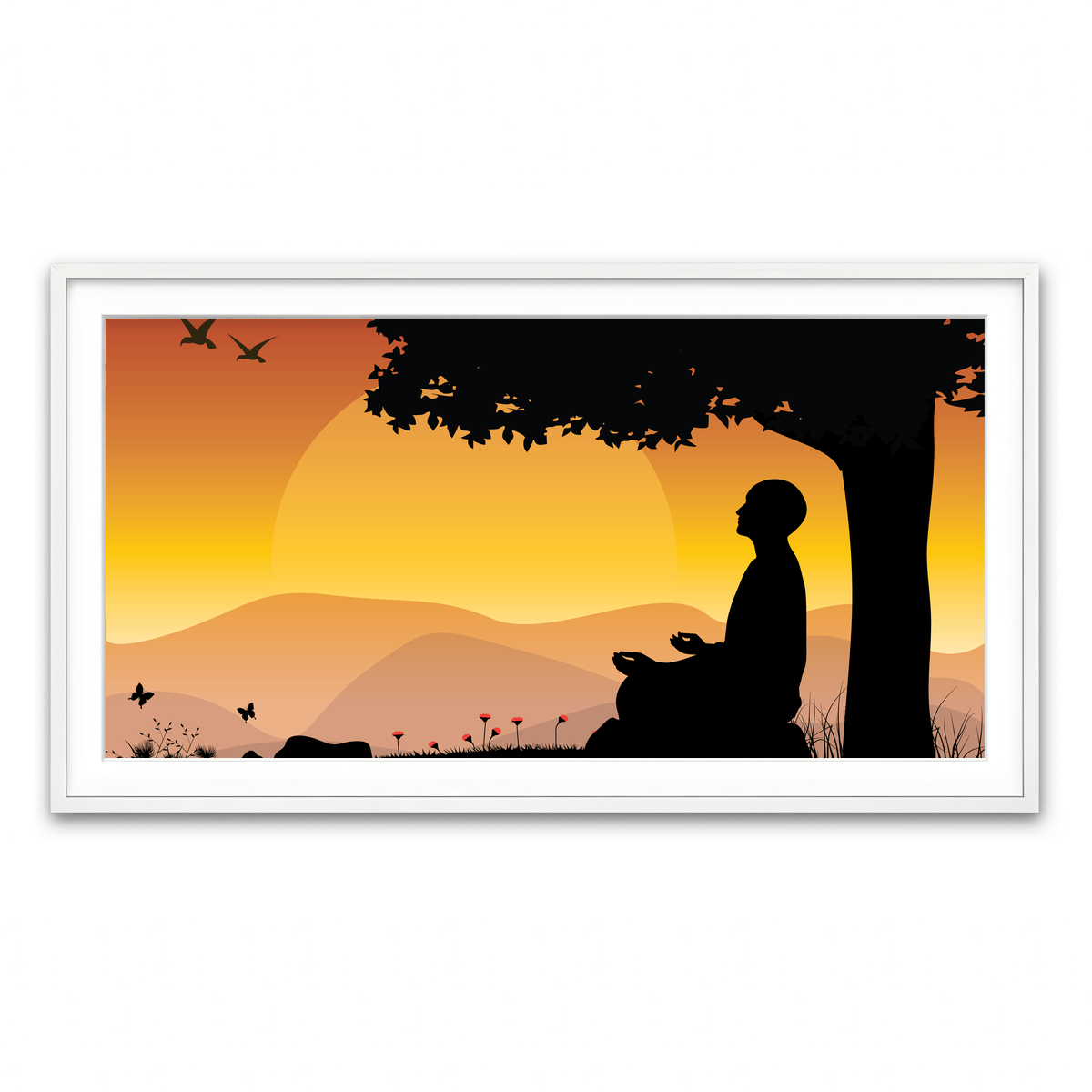 Framed Print 2x1 White