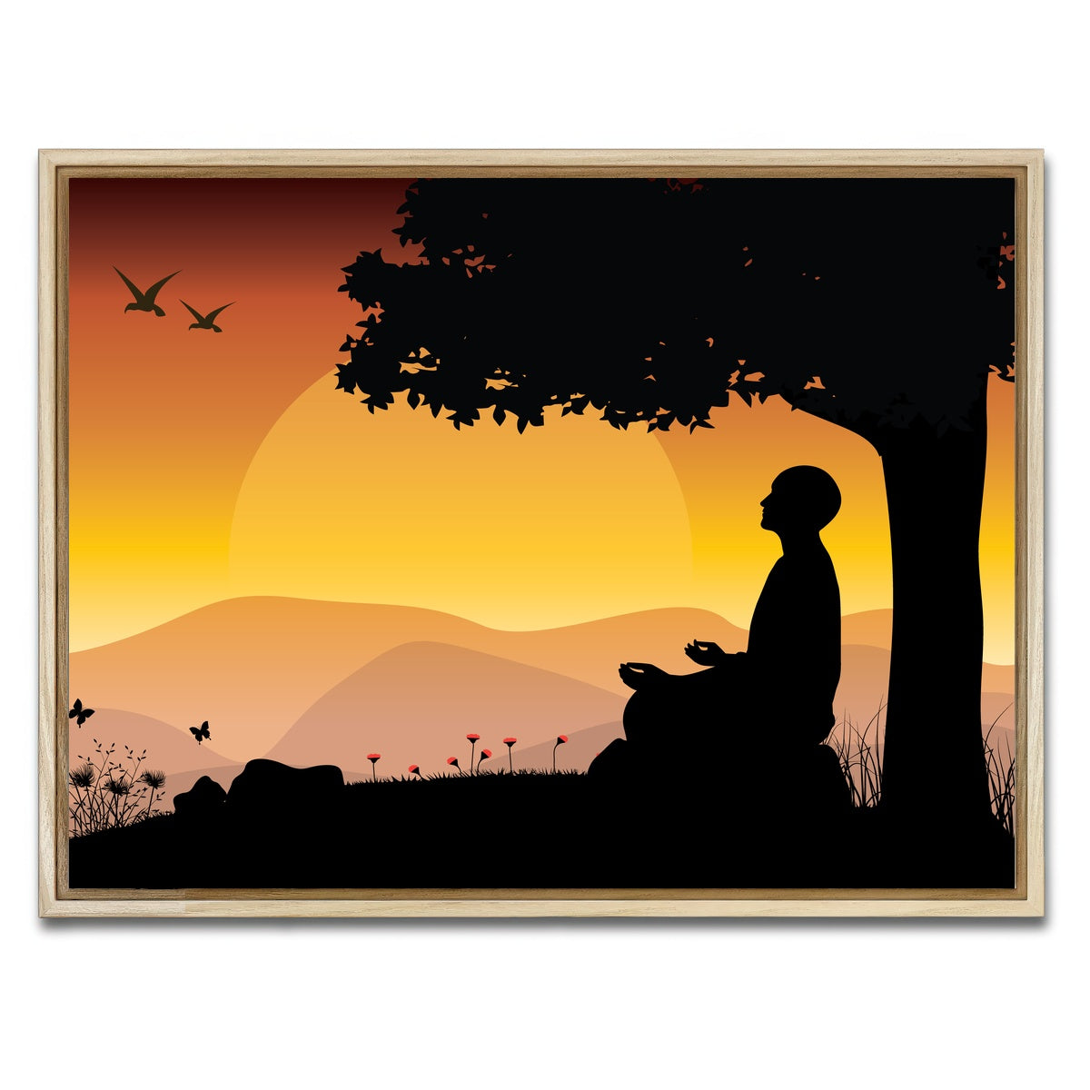 AUTO-MOCKUP WHITE | Sunset Meditation | 1 Piece | Natural Framed Canvas | group=4x3