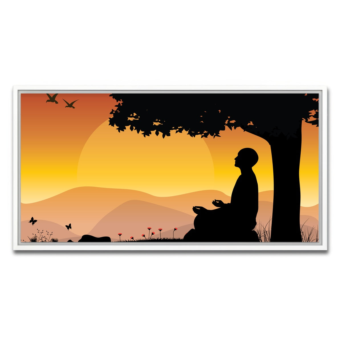 AUTO-MOCKUP WHITE | Sunset Meditation | 1 Piece | White Framed Canvas | group=2x1