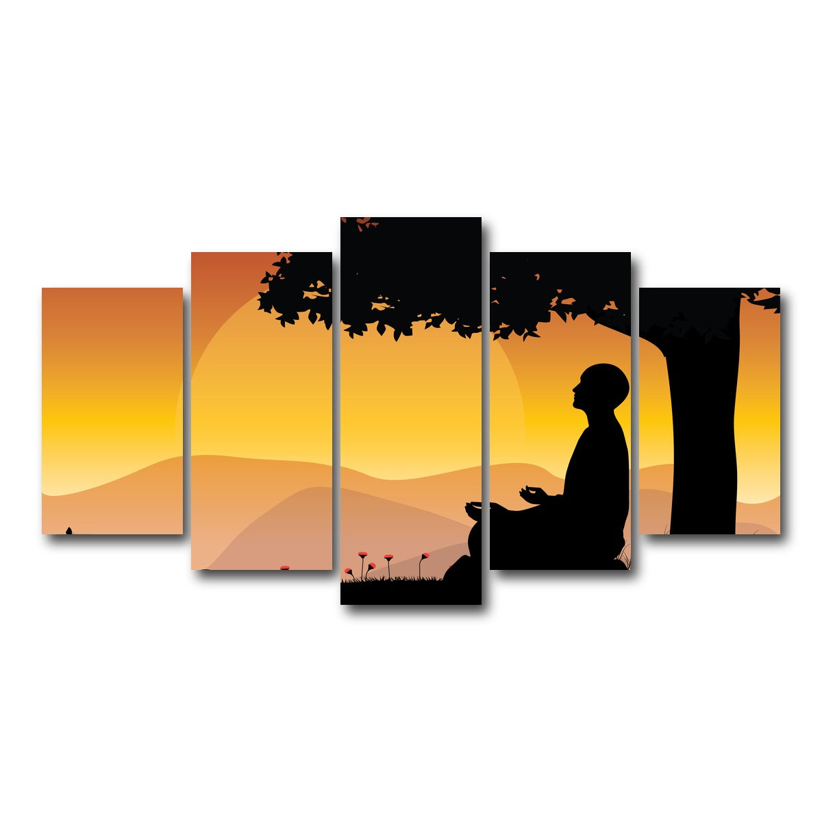 AUTO-MOCKUP WHITE | Sunset Meditation | 5 Piece | Gallery Wrap Canvas | group=5_normal