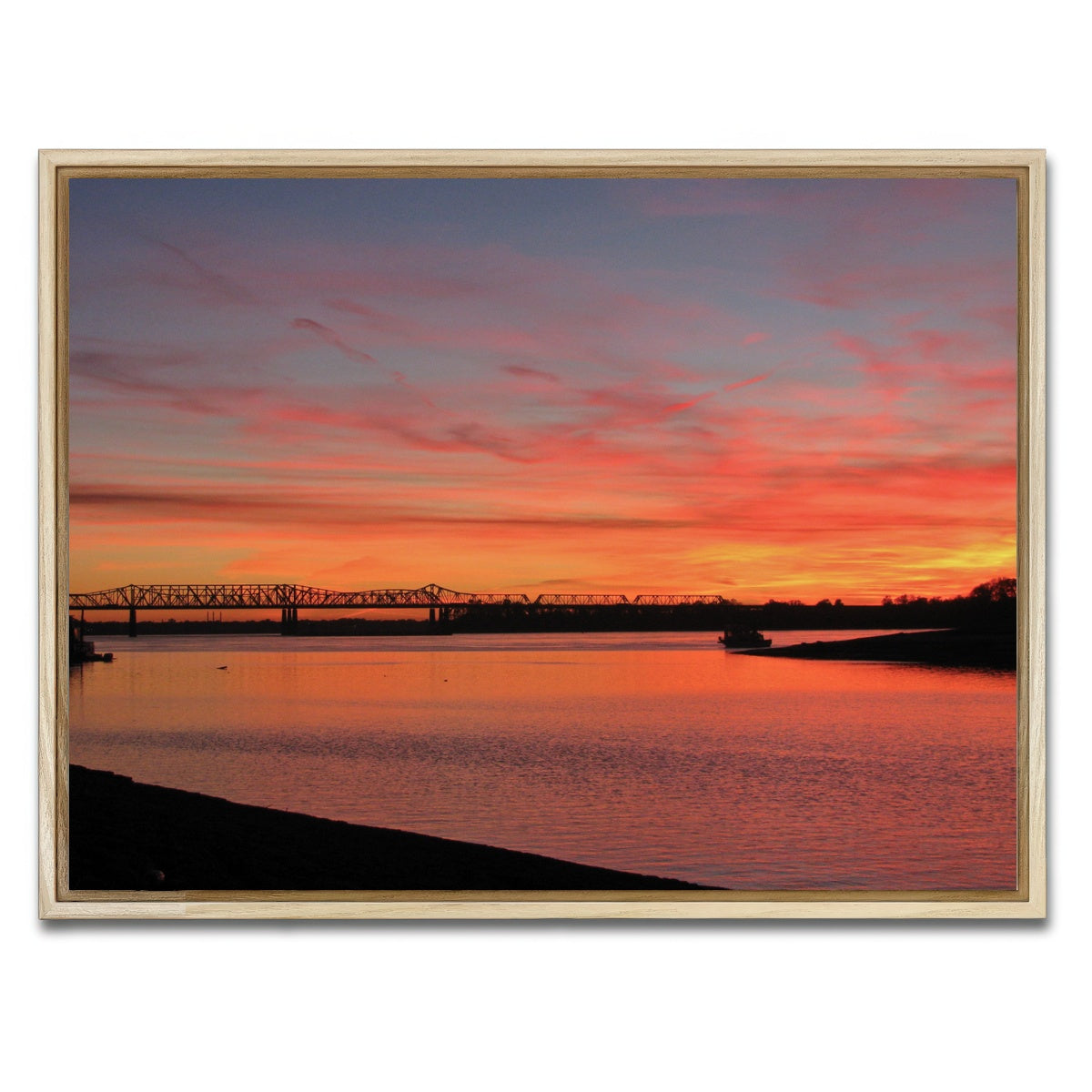 AUTO-MOCKUP WHITE | Sunset Mississippi River in Memphis | 1 Piece | Natural Framed Canvas | group=4x3