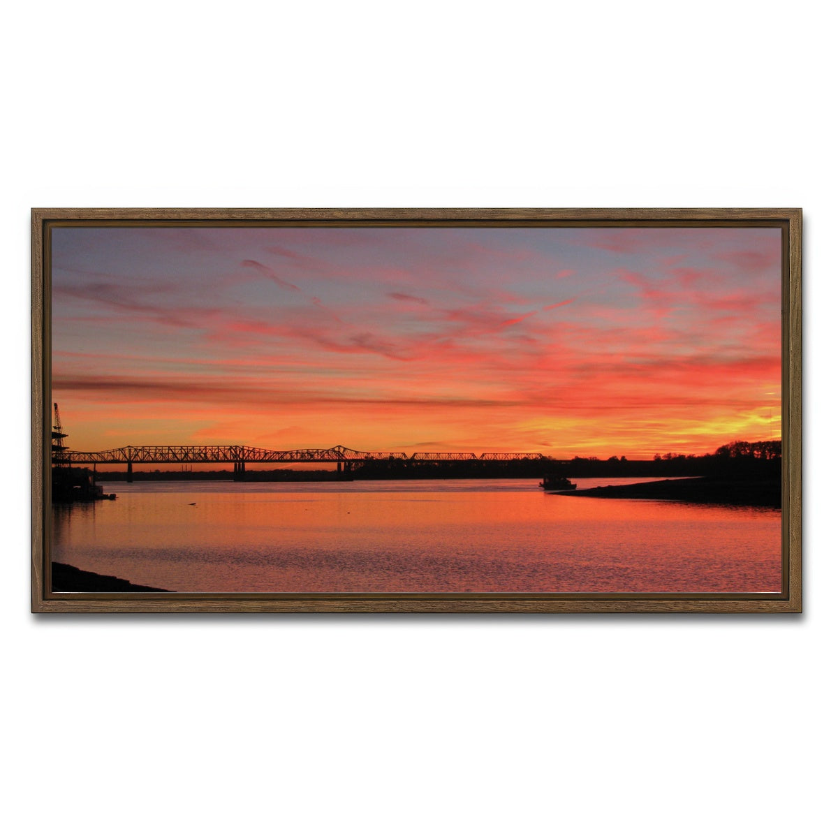 AUTO-MOCKUP WHITE | Sunset Mississippi River in Memphis | 1 Piece | Walnut Framed Canvas | group=2x1