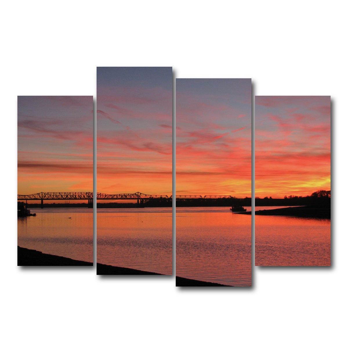 AUTO-MOCKUP WHITE | Sunset Mississippi River in Memphis | 4 Piece | Gallery Wrap Canvas | group=4_normal