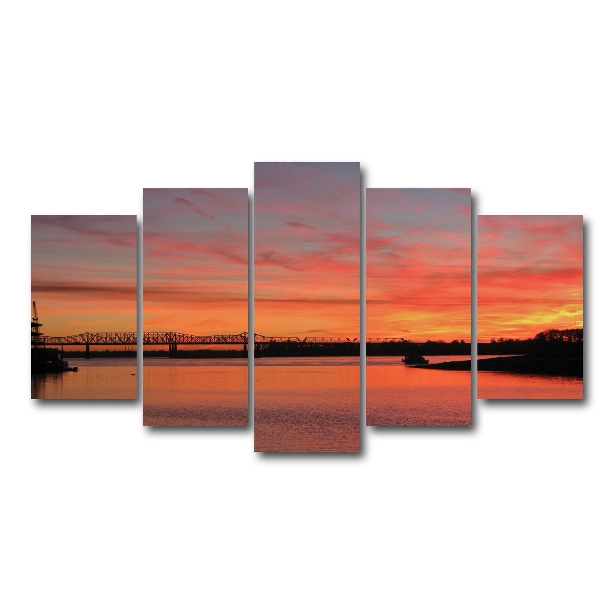 AUTO-MOCKUP WHITE | Sunset Mississippi River in Memphis | 5 Piece | Gallery Wrap Canvas | group=5_normal