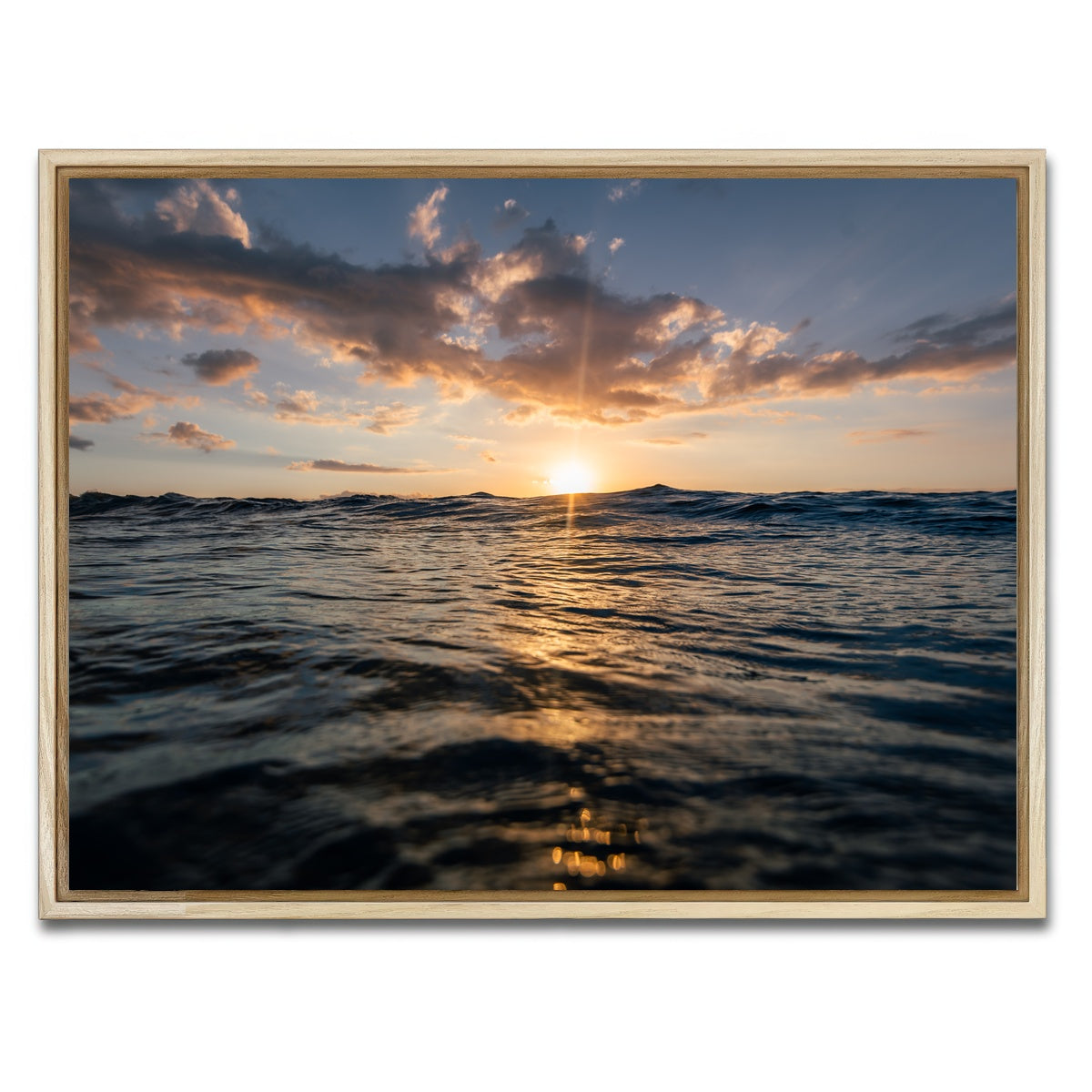 AUTO-MOCKUP WHITE | Sunset Ocean | 1 Piece | Natural Framed Canvas | group=4x3