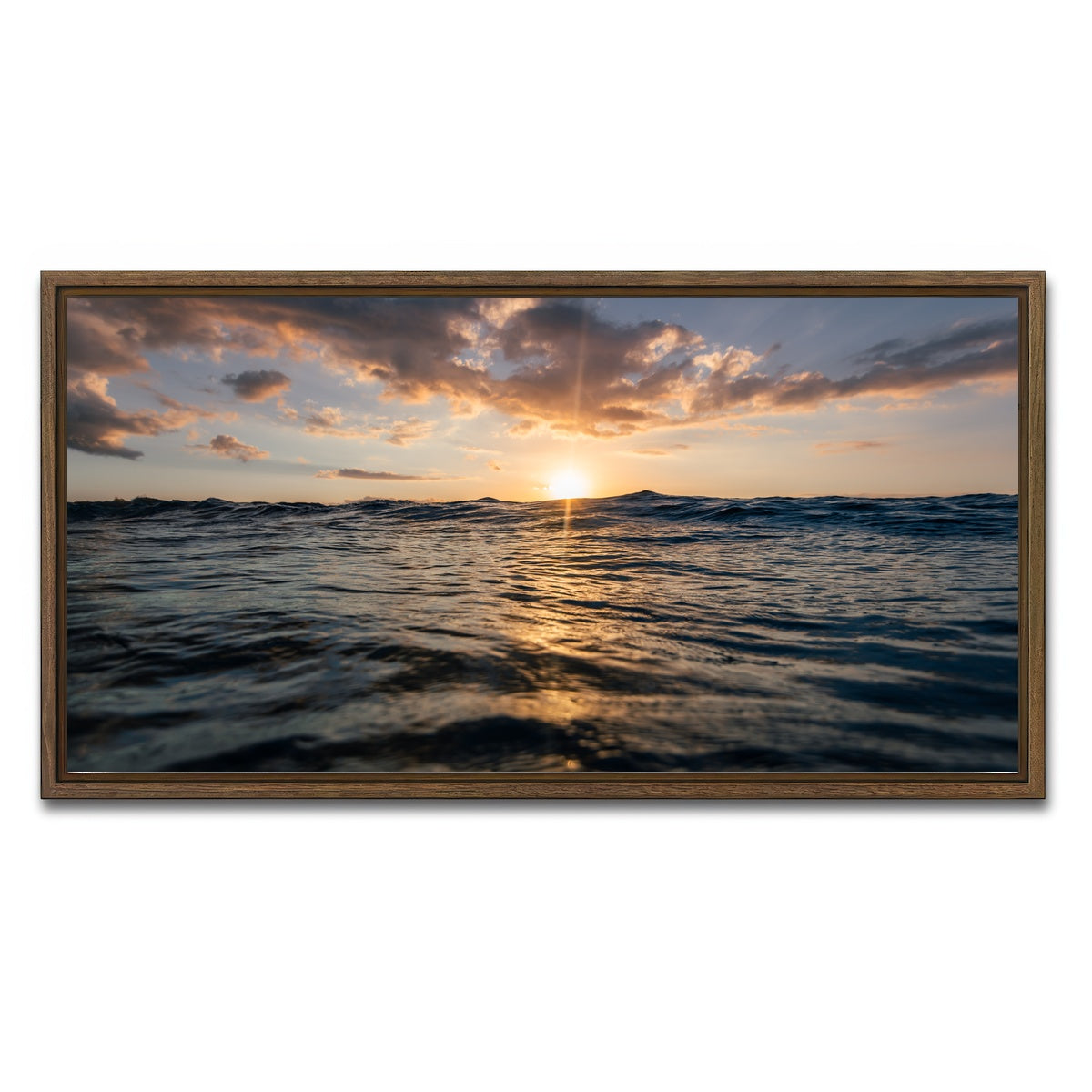 AUTO-MOCKUP WHITE | Sunset Ocean | 1 Piece | Walnut Framed Canvas | group=2x1