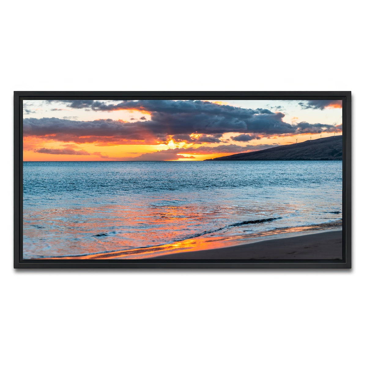 AUTO-MOCKUP WHITE | Sunset Over the Beach | 1 Piece | Black Framed Canvas | group=2x1