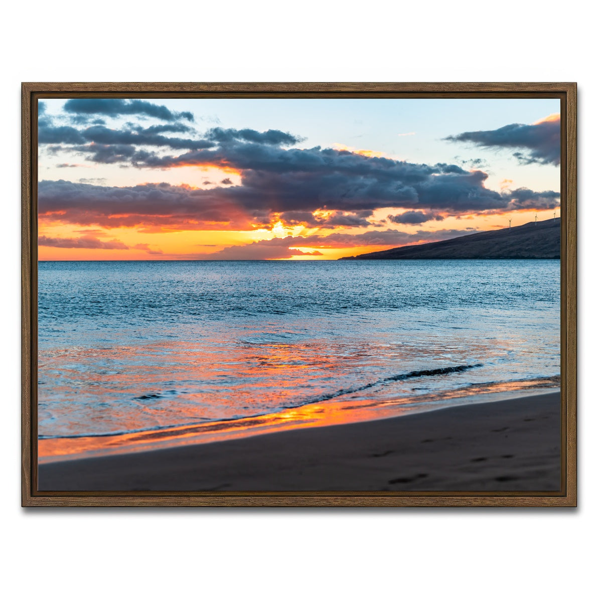 AUTO-MOCKUP WHITE | Sunset Over the Beach | 1 Piece | Walnut Framed Canvas | group=4x3