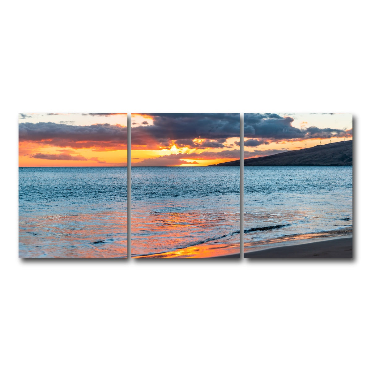 AUTO-MOCKUP WHITE | Sunset Over the Beach | 3 Piece | Gallery Wrap Canvas | group=18x24