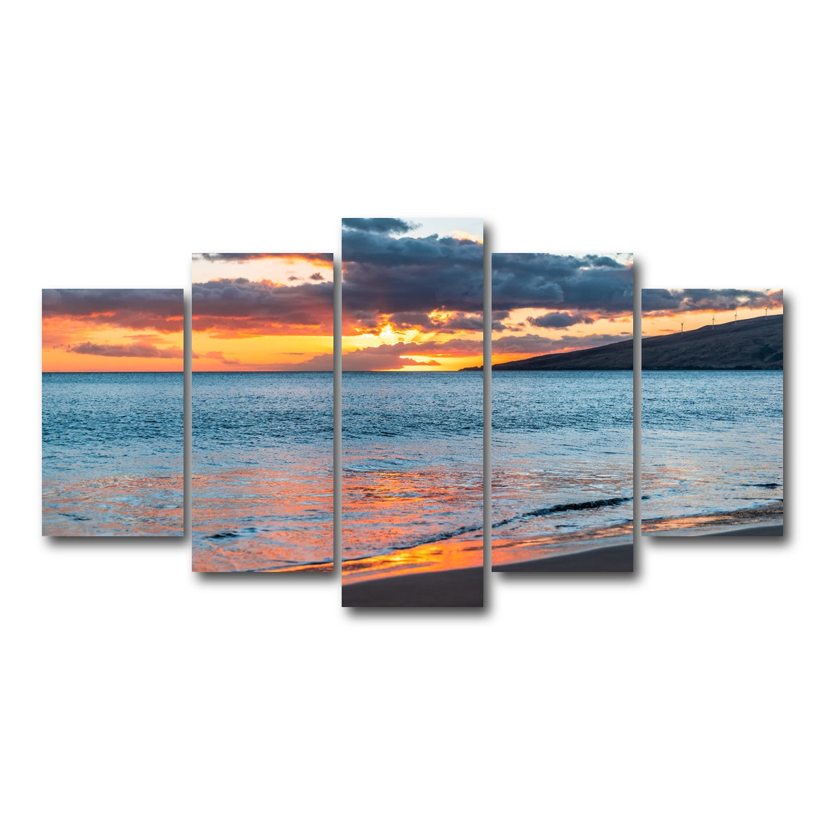 AUTO-MOCKUP WHITE | Sunset Over the Beach | 5 Piece | Gallery Wrap Canvas | group=5_normal