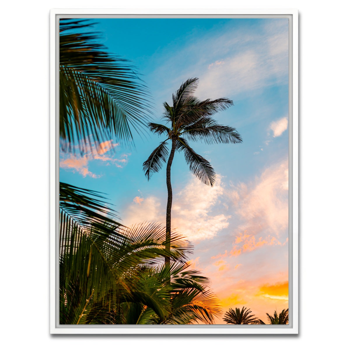 AUTO-MOCKUP WHITE | Sunset Palm | 1 Piece | White Framed Canvas | group=3x4