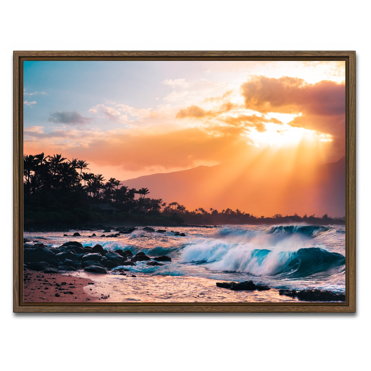 AUTO-MOCKUP WHITE | Sunset Paradise | 1 Piece | Walnut Framed Canvas | group=4x3