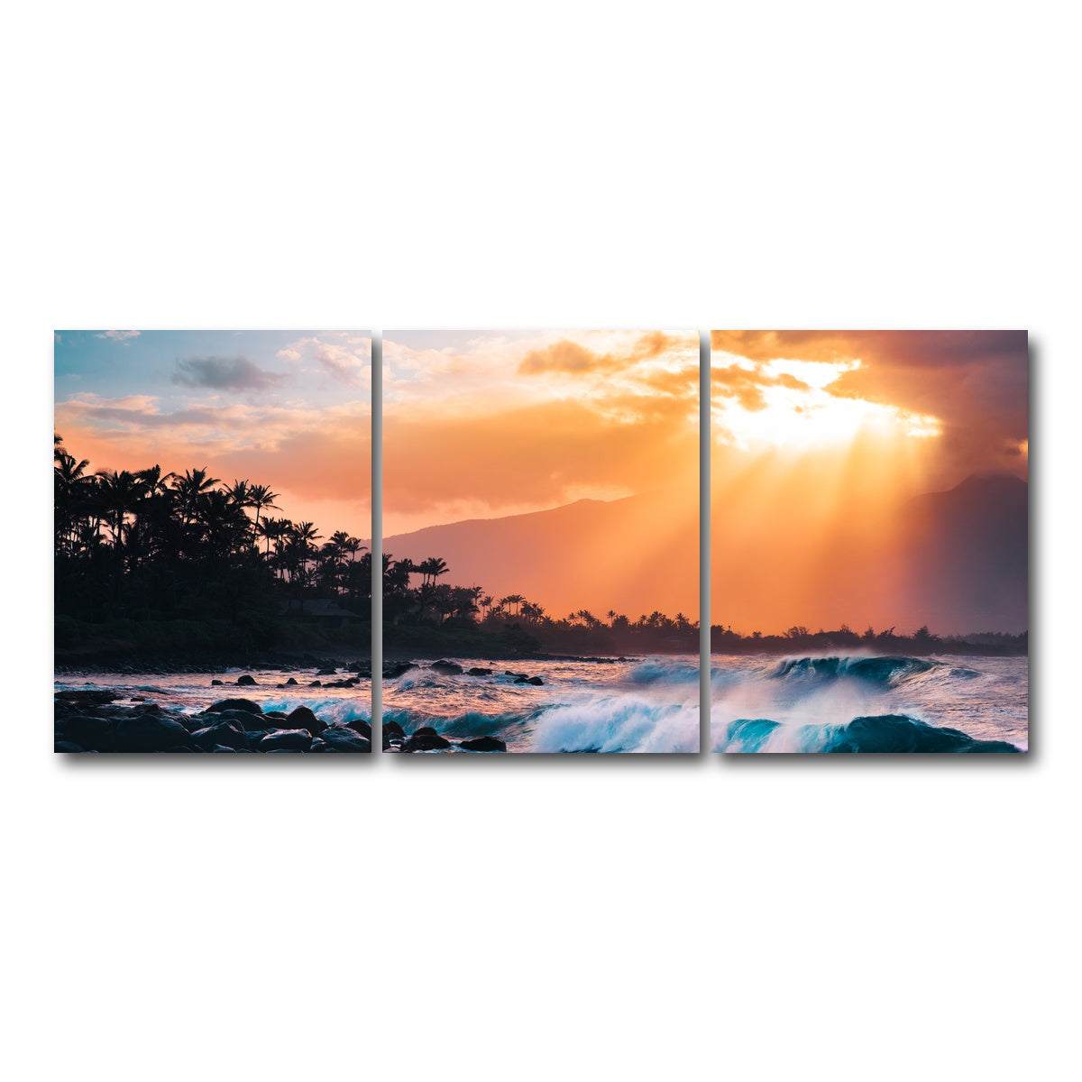 AUTO-MOCKUP WHITE | Sunset Paradise | 3 Piece | Gallery Wrap Canvas | group=18x24