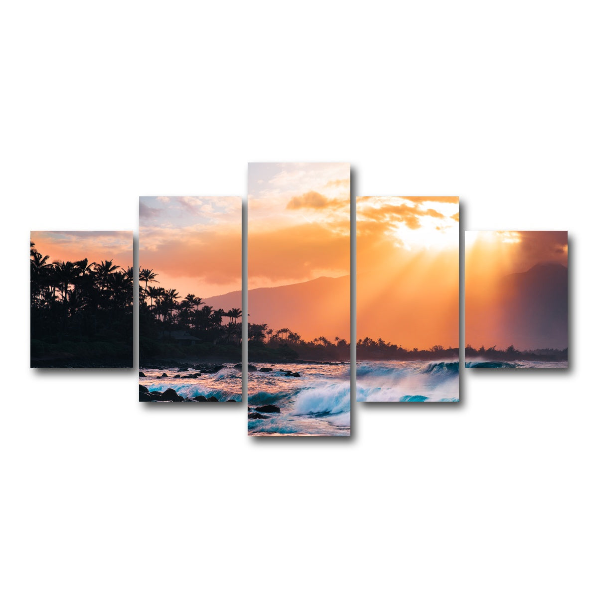 AUTO-MOCKUP WHITE | Sunset Paradise | 5 Piece | Gallery Wrap Canvas | group=5_short